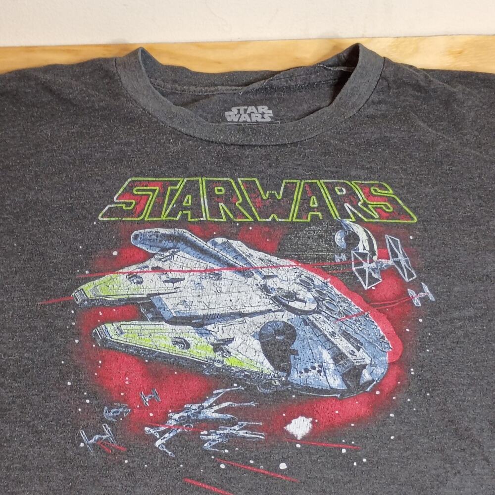 Men's 3XL Star Wars Millennium Falcon Graphic T-Shirt Gray Fifth Sun